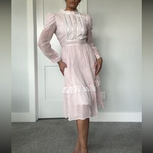 Vintage Gunne Sax by Jessica Pink and White Dress